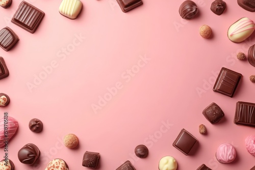 luxury chocolates decoration background with copy space for text, chocolate's day banner concept