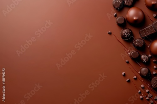 luxury chocolates decoration background with copy space for text, chocolate's day banner concept