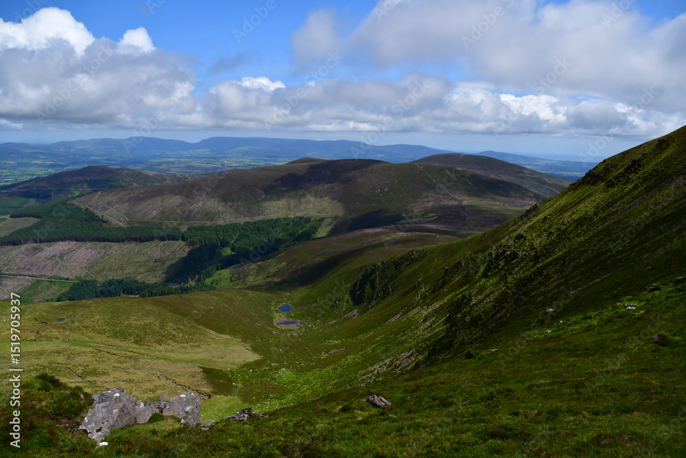 Fototapeta premium Mountain landscape with clouds. Knockmealdown Mountains, Co. Tipperary, Ireland 