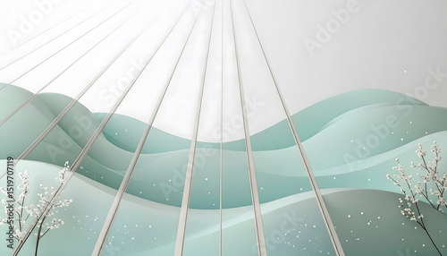 Abstract Wavy Landscape with Lines