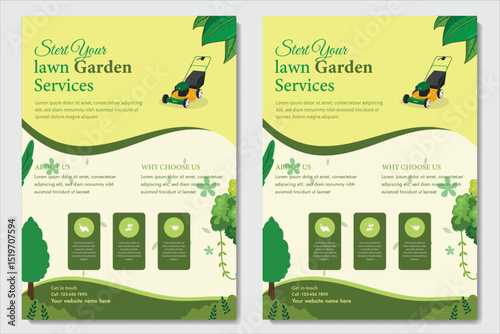 lawn care flyer design template. landscaping and gardening lawn care service flyer, poster, leaflet design lawnmower flyer template.