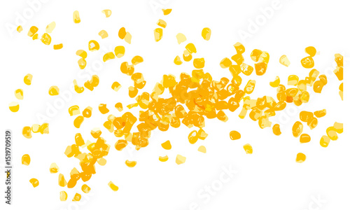 Cooked wet corn isolated on white background, vector illustration, sweet corn kernels, yellow maize, food drawing, organic corn, healthy cooking, farm fresh produce.