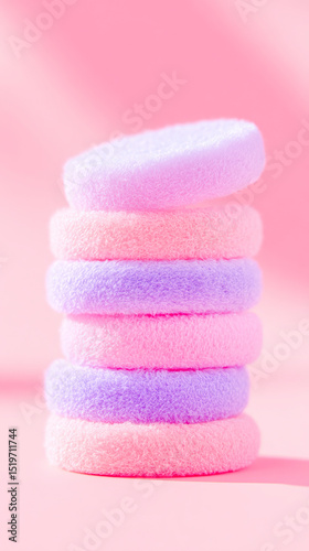 Eco Conscious Pink And Violet Reusable Cosmetic Wipes Stack For Zero Waste Makeup Removal Process