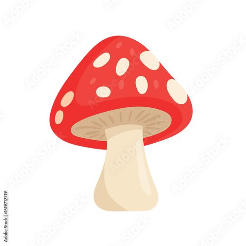 Fly agaric mushroom. Autumn, fall. Flat vector clipart, illustration with isolated background.