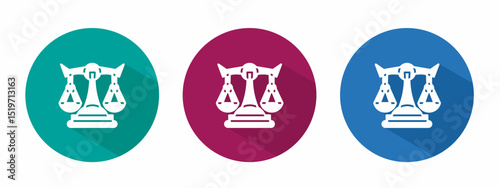 Icon for scales of justice vector illustration in flat.