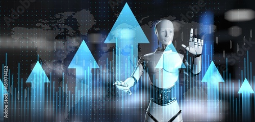 AI-Driven Market Growth Business and innovation technology concept. 3d render.