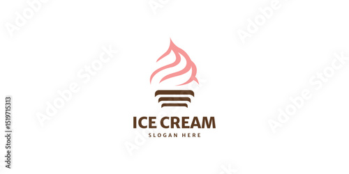 Ice cream logo vector, ice cream or drink logo design template