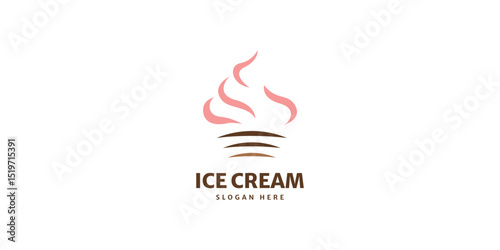 Ice cream logo, Ice cream vector, Suitable for dessert, ice cream or drink logos