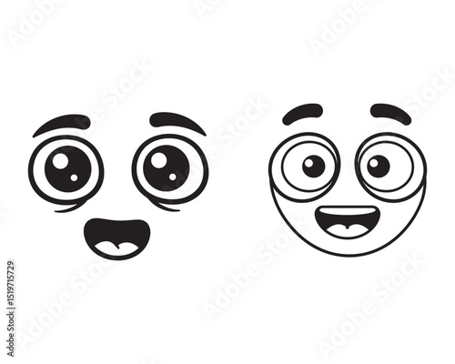  Expressive Cartoon Faces and Funny Emotions Vector Set