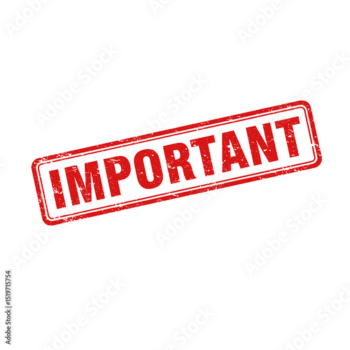 Important red grunge rubber stamp isolated on transparent background, png image 