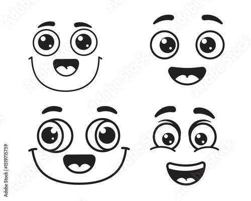  Expressive Cartoon Faces and Funny Emotions Vector Set