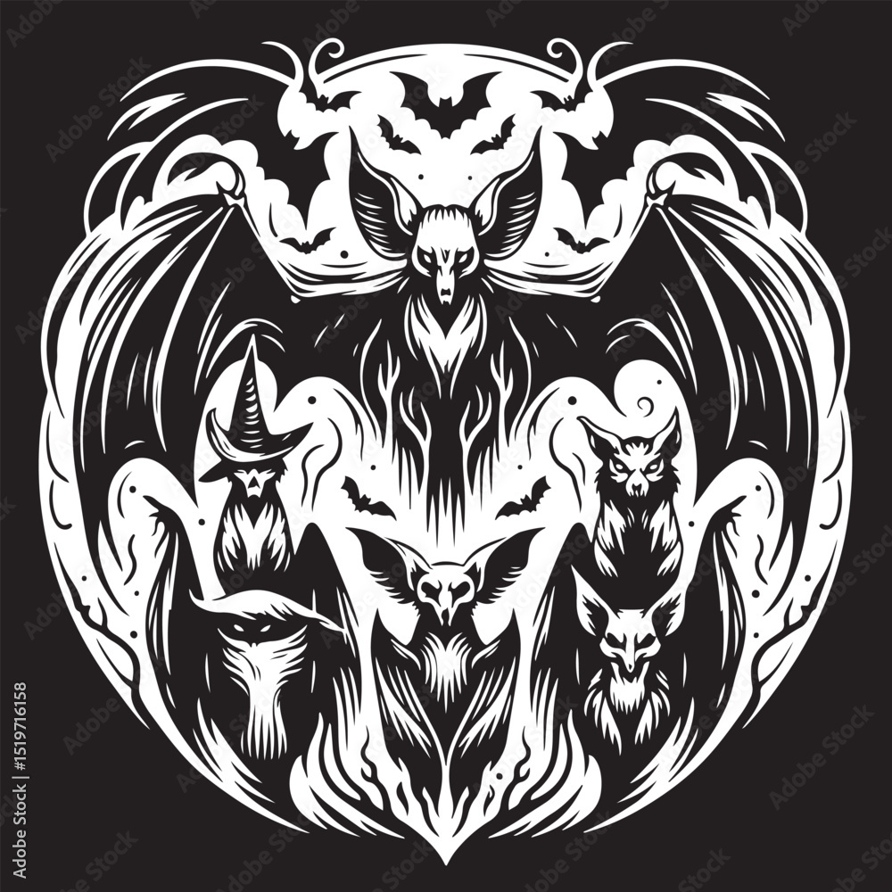 Fototapeta premium Halloween Bats Silhouette Bundle – Vampires & Monsters