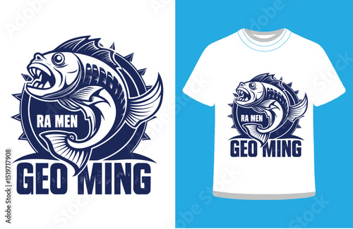 Vintage vector illustration of a fish stamp symbol, perfect for a t-shirt design concept