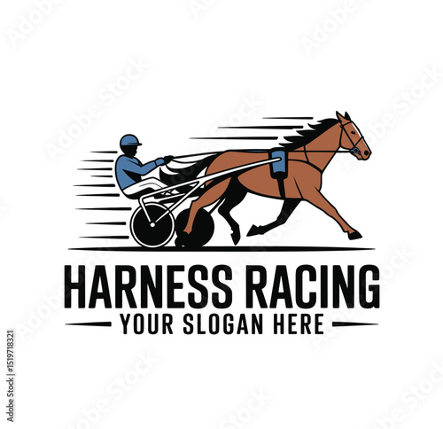 Harness racing logo design with horse and driver