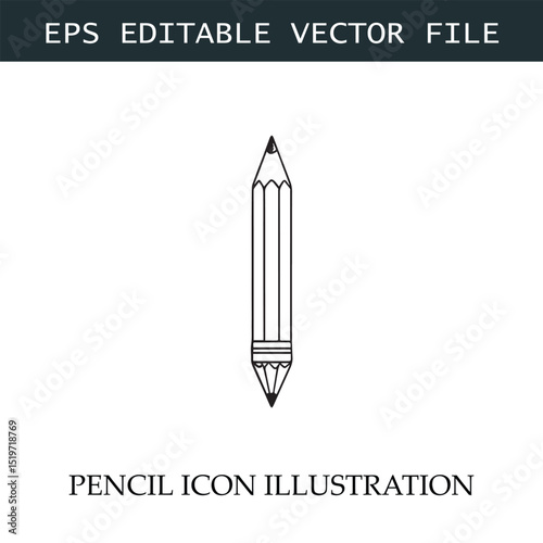 Pencil Icon Black and White Vector Design Image Illustration
