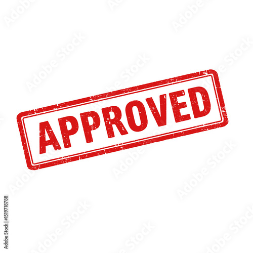 Approved red grunge rubber stamp isolated on transparent background, png image 