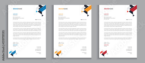 Creative modern Letterhead with 4 color variations editable business letterhead