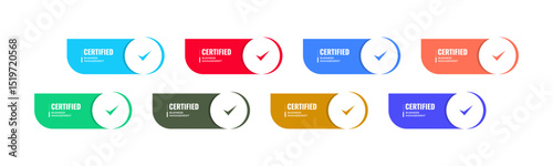 Certified Business Management Seals Colorful Checkmarks, Approved