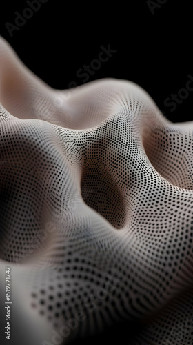 Abstract Beige And Black Dotted Wave Design