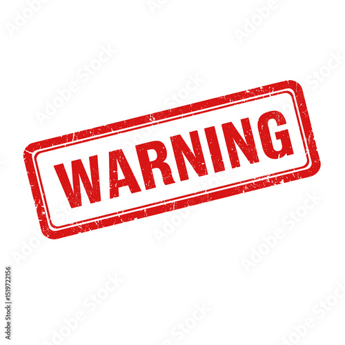 Warning red grunge rubber stamp isolated on transparent background, png image 