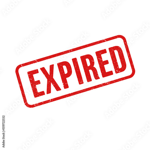 Expired red grunge rubber stamp isolated on transparent background, png image 