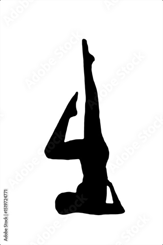 black vector image silhouette modern yoga exercises, beauty, body line art. For use as a brochure template or for use in web design.