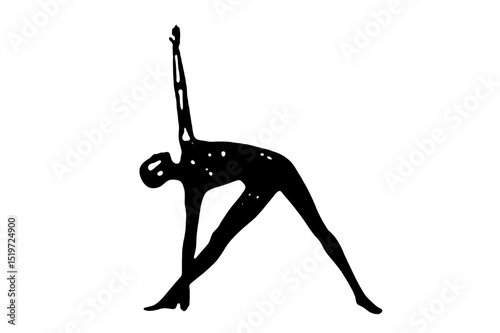 black vector image silhouette modern yoga exercises, beauty, body line art. For use as a brochure template or for use in web design.