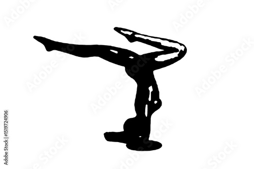 black vector image silhouette modern yoga exercises, beauty, body line art. For use as a brochure template or for use in web design.