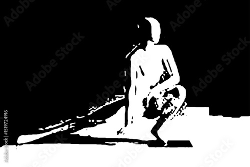 black vector image silhouette modern yoga exercises, beauty, body line art. For use as a brochure template or for use in web design.