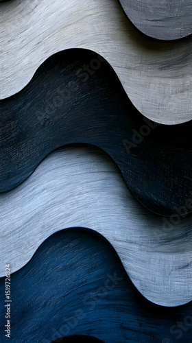 Abstract Wave Pattern Design With Dark Gray And Blue Colors
