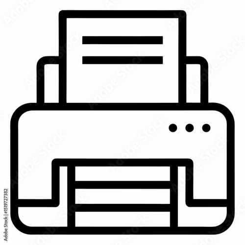 new style printer print line art vector icon on white background