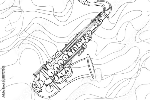 Continuous one line drawing of trumpet. One line drawing illustration of trumpet. Musical instrument concept singe line. Editable outline.
