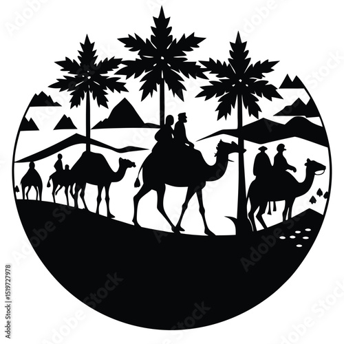 Desert Camel Caravan A Silhouette Journey