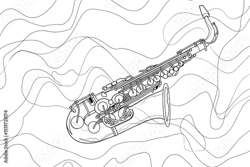 Continuous one line drawing of trumpet. One line drawing illustration of trumpet. Musical instrument concept singe line. Editable outline.
