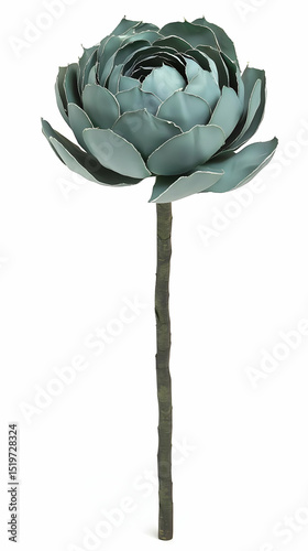 Teal Metal Flower On Stem