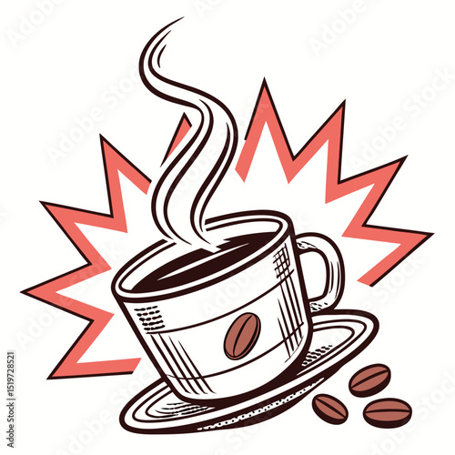 Cup of hot coffee in vector