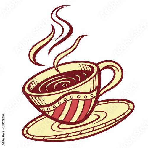 Cup of hot coffee in vector