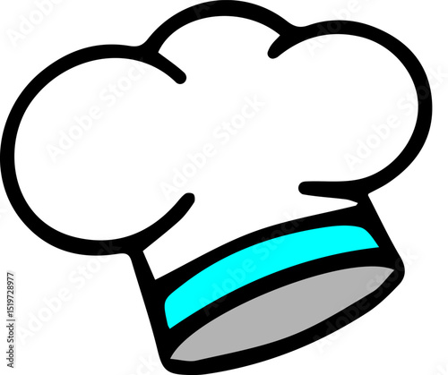 The image shows a vector illustration of a classic chef's hat, also known as a toque blanche.