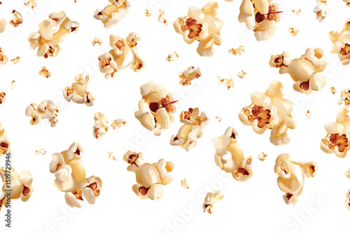 Flying popcorn, isolated on white background