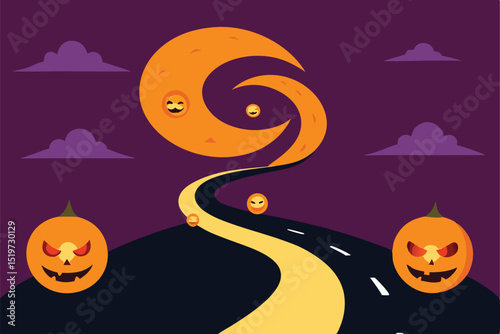 halloween background with pumpkin and bats