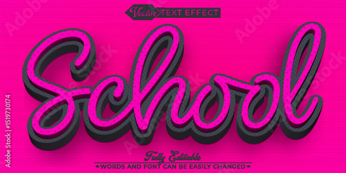  School Student Study Learn Books Sign Vector Editable Text Effect Template