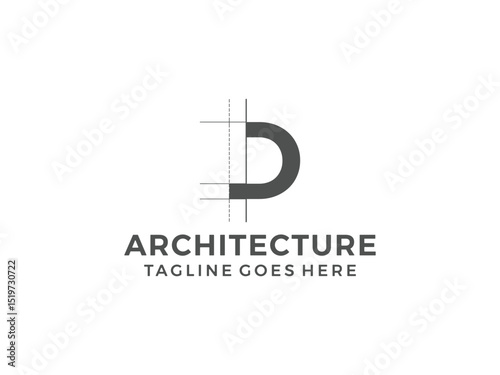 letter D logo, creative architecture design, vector illustration, isolated on transparent background