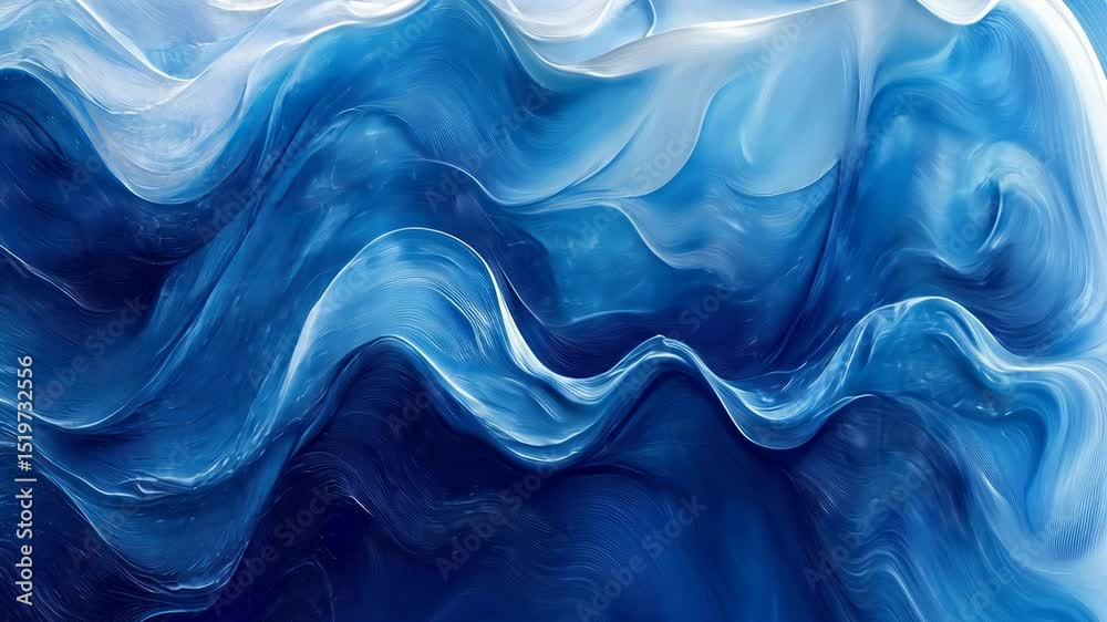 Abstract flowing blue and white paint textures