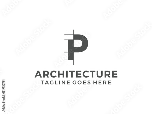 letter P logo, creative architecture design, vector illustration, isolated on transparent background