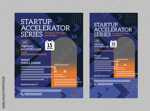 Startup Masterclass Workshop Flyer and Social Media Design Template for Webinar or Online Course Promotion