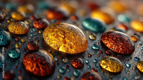 Minimal raindrop patterns on glass with vibrant colors create stunning visual effect, showcasing nature beauty in unique way. droplets reflect light beautifully
