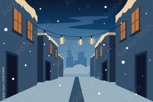 winter landscape with houses background