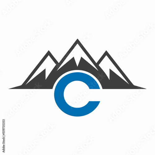 Mountain Letter C Logo Vector Design.