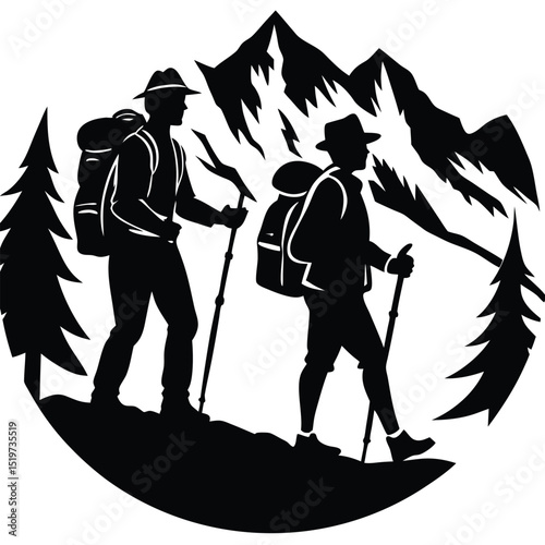 Adventure awaits Hikers exploring majestic mountain landscape