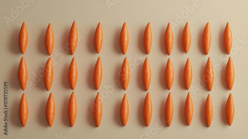 Orange Carrots Arranged In Pixelated Pattern On Beige Background